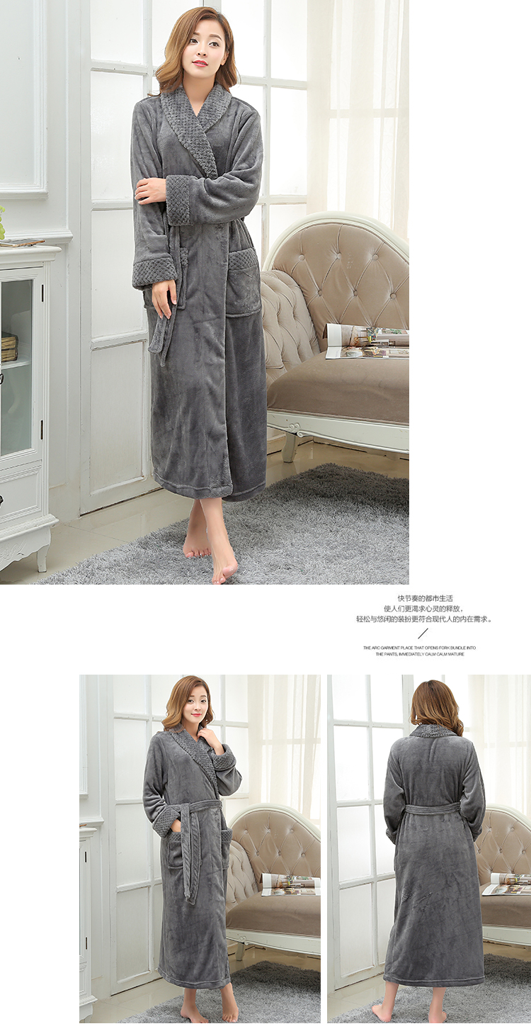 Mùa thu dày mùa đông cộng với phân bón Áo choàng flannel XL có thể mặc bên ngoài áo ngủ nữ 200 kg áo choàng nhung san hô đồ ngủ thu đông nam nữ