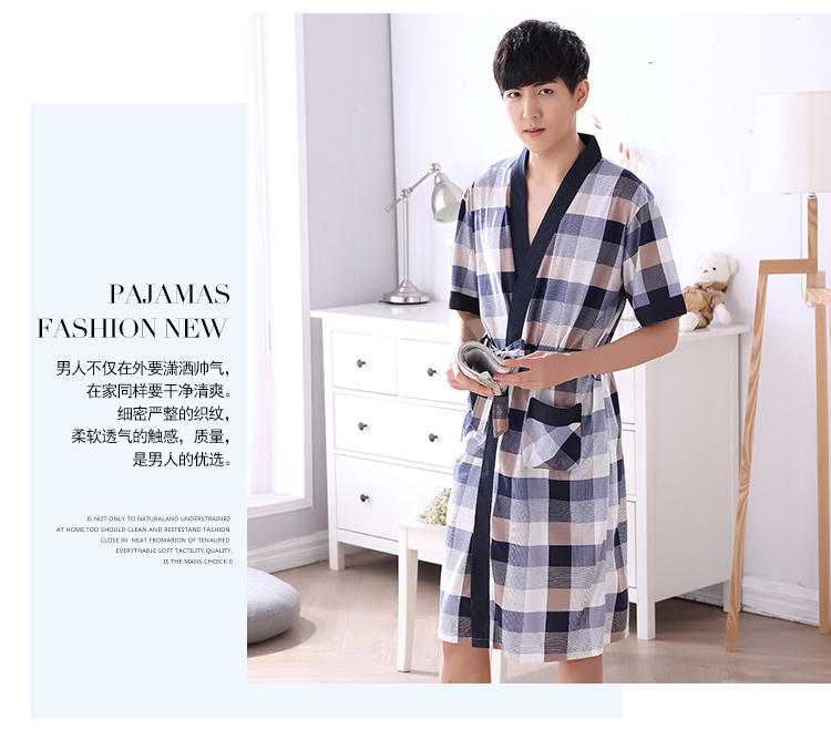 Bộ đồ ngủ cotton cho nam mùa hè Áo choàng kimono Nhật Bản áo choàng tắm mùa hè cotton trẻ trung ngắn tay áo mỏng shop do ngu 