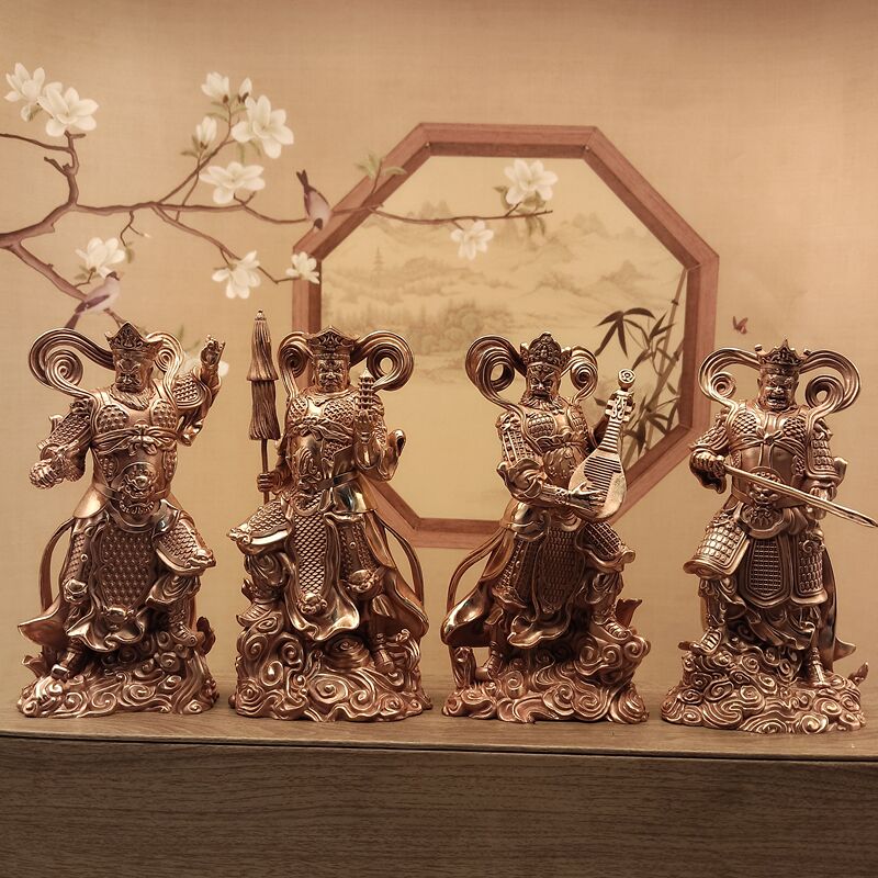 Fine Craftsmanship in Purple Copper, Five-Inch 15cm Four Heavenly Kings Buddha Statue, the Heavenly King of Retention of Wealth, the Heavenly King of Wide Eyes, the Heavenly King of Longevity, the Heavenly King of Knowledge, Home Decoration Fine Craftsmanship in Purple Copper, Five-Inch 15cm Four Heavenly Kings Buddha Statue, the Heavenly King of Retention of Wealth, the Heavenly King of Wide Eyes, the Heavenly King of Longevity, the Heavenly King of Knowledge, Home Decoration
