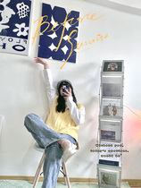 Photo props folding magazine rack Internet celebrity vertical storage rack new bookshelf fashion studio clothing store decoration