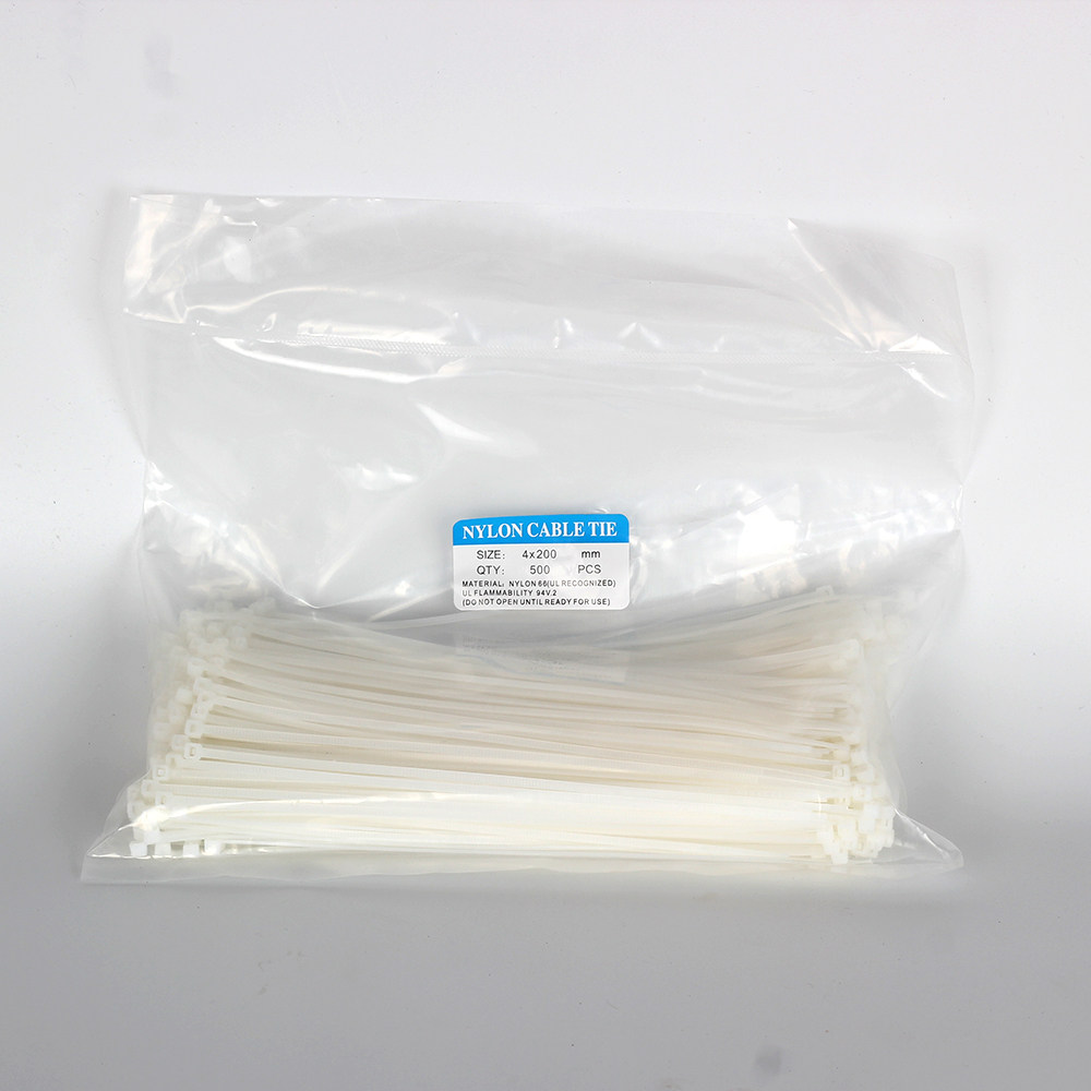 Self-locked nylon tie 4 * 200mm prick line with 500 fixed plastic strapping with harness with white-Taobao