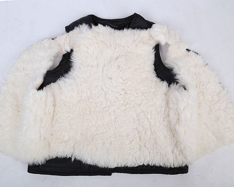 Mùa đông trung niên áo len lông thú một nam da cừu len da vest vai dày cotton ấm áp áo chi lê