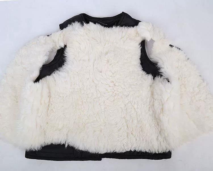 Mùa đông trung niên áo len lông thú một nam da cừu len da vest vai dày cotton ấm áp ao ghi le