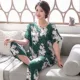 Bộ đồ ngủ cotton lụa mẹ mặc mùa hè cardigan lụa cotton mỏng cho người trung niên và cao tuổi plus size phụ nữ ngắn tay phù hợp với dịch vụ tại nhà - Cặp đôi