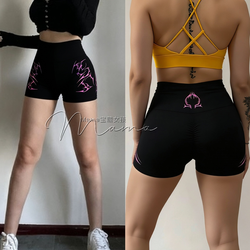 Treasure Girl Bd Gothic American Street Style Peach Sports Shorts High Elasticity Butt-Lifting Fitness Yoga Shorts