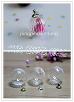 Small clear stripe transparent single hole to double hole hollow glass crystal ball diy handmade jewelry accessories necklace