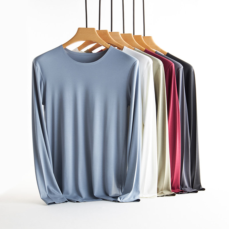 MoDeir autumn clothes men's thin undershirt round collar long sleeves single-piece blouse No-mark-free heat coat for a lap