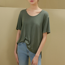 Large version loose t-shirt womens large round neck short-sleeved 2020 new summer Korean solid color top t-shirt ins tide