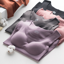 De velvet warm vest womens belt chest pad one seamless self-heating base coat plus velvet sling underwear autumn and winter