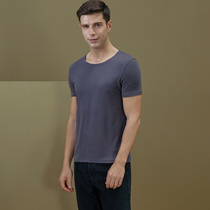 Modal short-sleeved mens t-shirt summer thin slim-fitting bottoming casual round neck solid color trend top