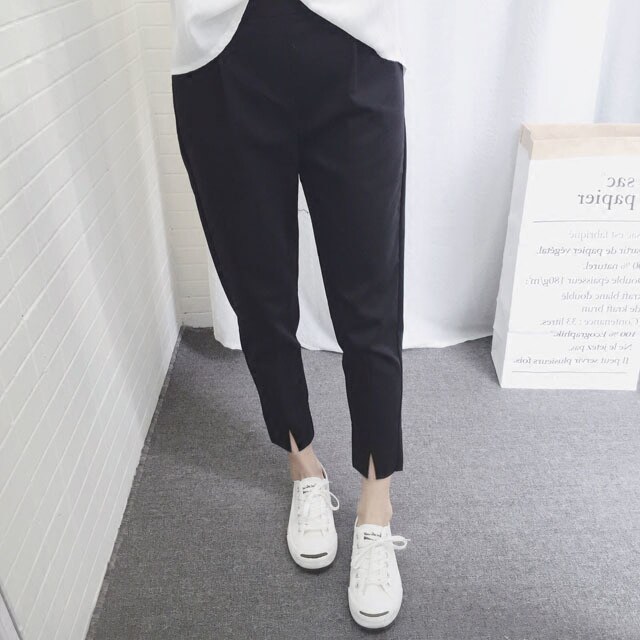 Harun radish pants spring summer 2021 new women's loose casual foot suit pants high waist thin nine split fork