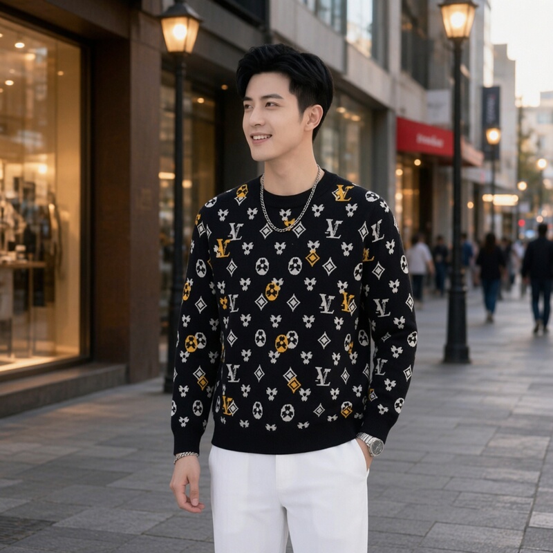 Hong Kong Lv K Autumn and Winter Men's European and American High-End Fashion Luxury Goods Shenzhen Nanyou High-Version Imitation Sweater Hoodie