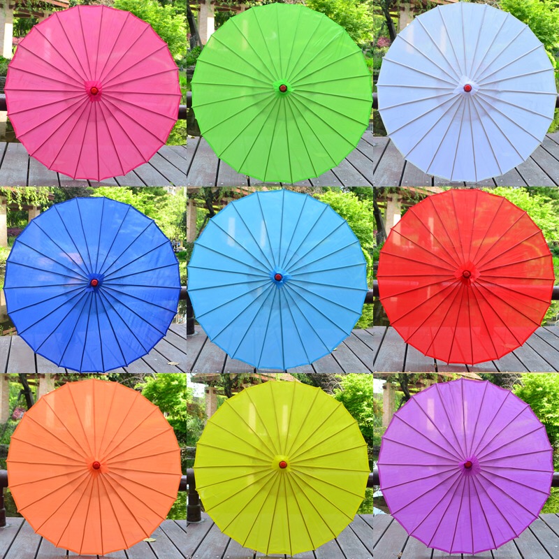 Solid color silk umbrella Waterproof outdoor decoration Catwalk Ancient style Scenic area Corridor hanging ceiling Festive props Oil paper umbrella Red umbrella