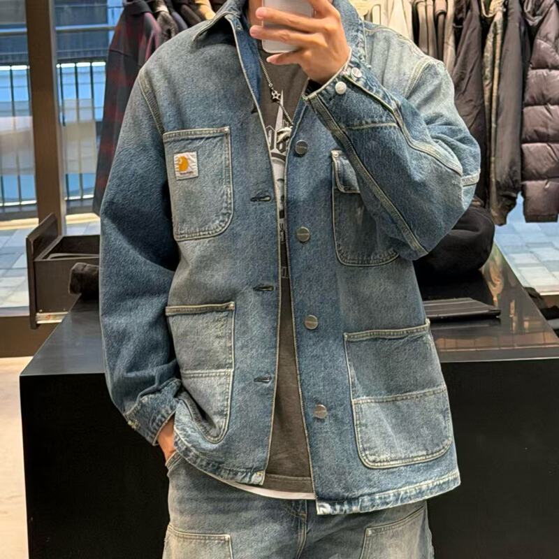 Carhartt Wip Aden Chore Coat Carhartt Men's and Women's Denim Casual Workwear Jacket Carhartt Wip Aden Chore Coat Carhartt Men's and Women's Denim Casual Workwear Jacket
