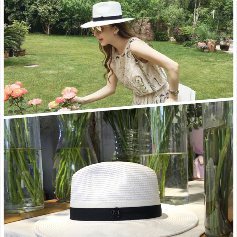 Fang Yuan net red Tongan Pure White Sun Protection Courtesy Hat Out of Holiday Sungrass Hat Men's M Mark Beach Hat