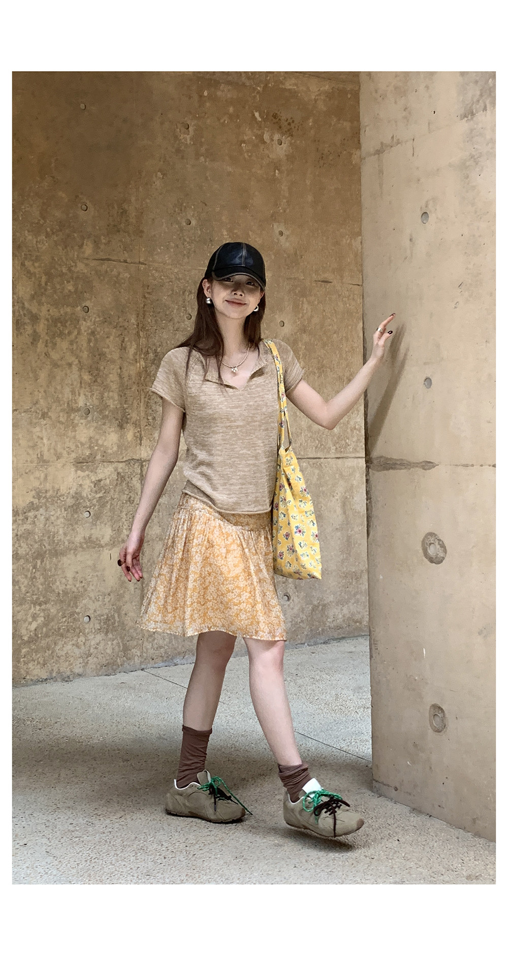 Hellooo Eat дышащая короткая юбка из тенсела с желтым цветочным принтом летняя полусолнце