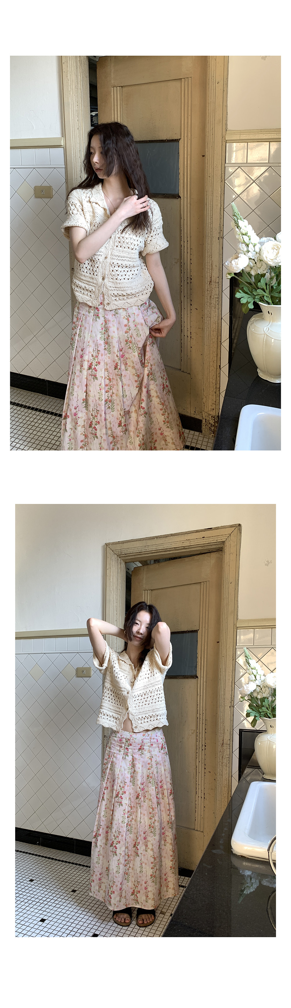 Hellooo Eat французская винтажная юбка с цветочным принтом 2025 летняя элегантная плиссированная юбка средней длины для женщин