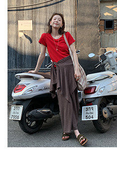 HelloooEat футболка вафельная однотонная с круглым вырезом весна-лето корейский стиль повседневная короткий рукав