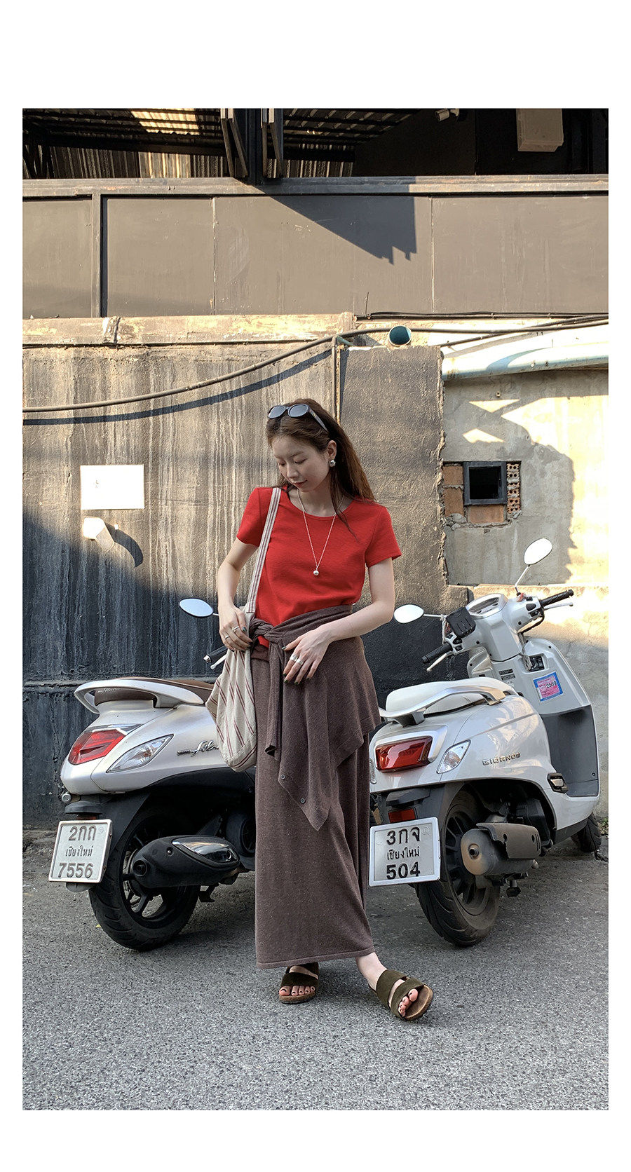 HelloooEat футболка вафельная однотонная с круглым вырезом весна-лето корейский стиль повседневная короткий рукав