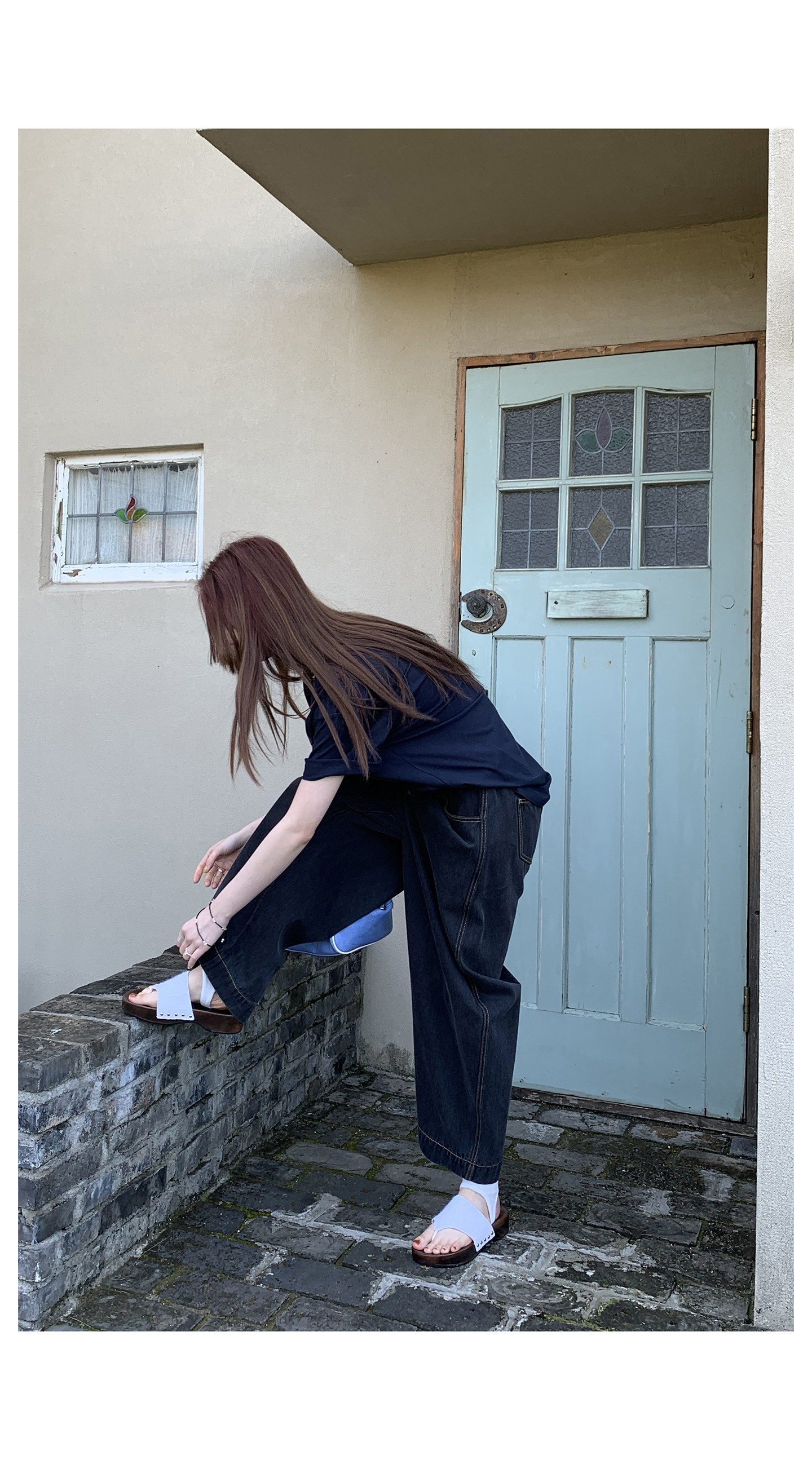 HelloooEat Винтажные джинсы с контрастной строчкой, свободные широкие женские брюки весна-лето