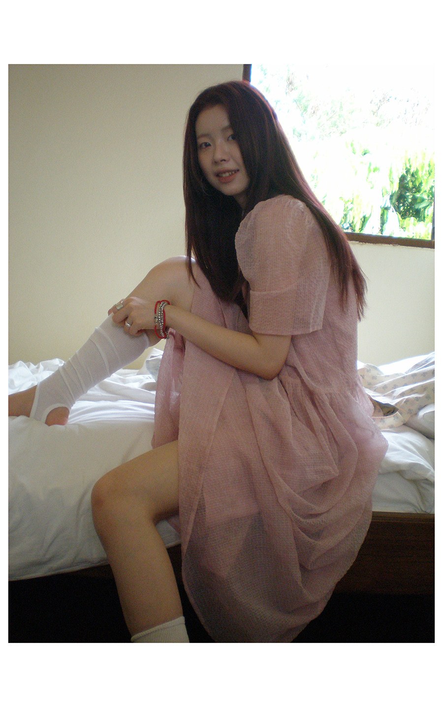 HelloooEat Красивое освежающее двухкомпонентное платье из шифона с пышными рукавами в корейском стиле свободного кроя для отдыха