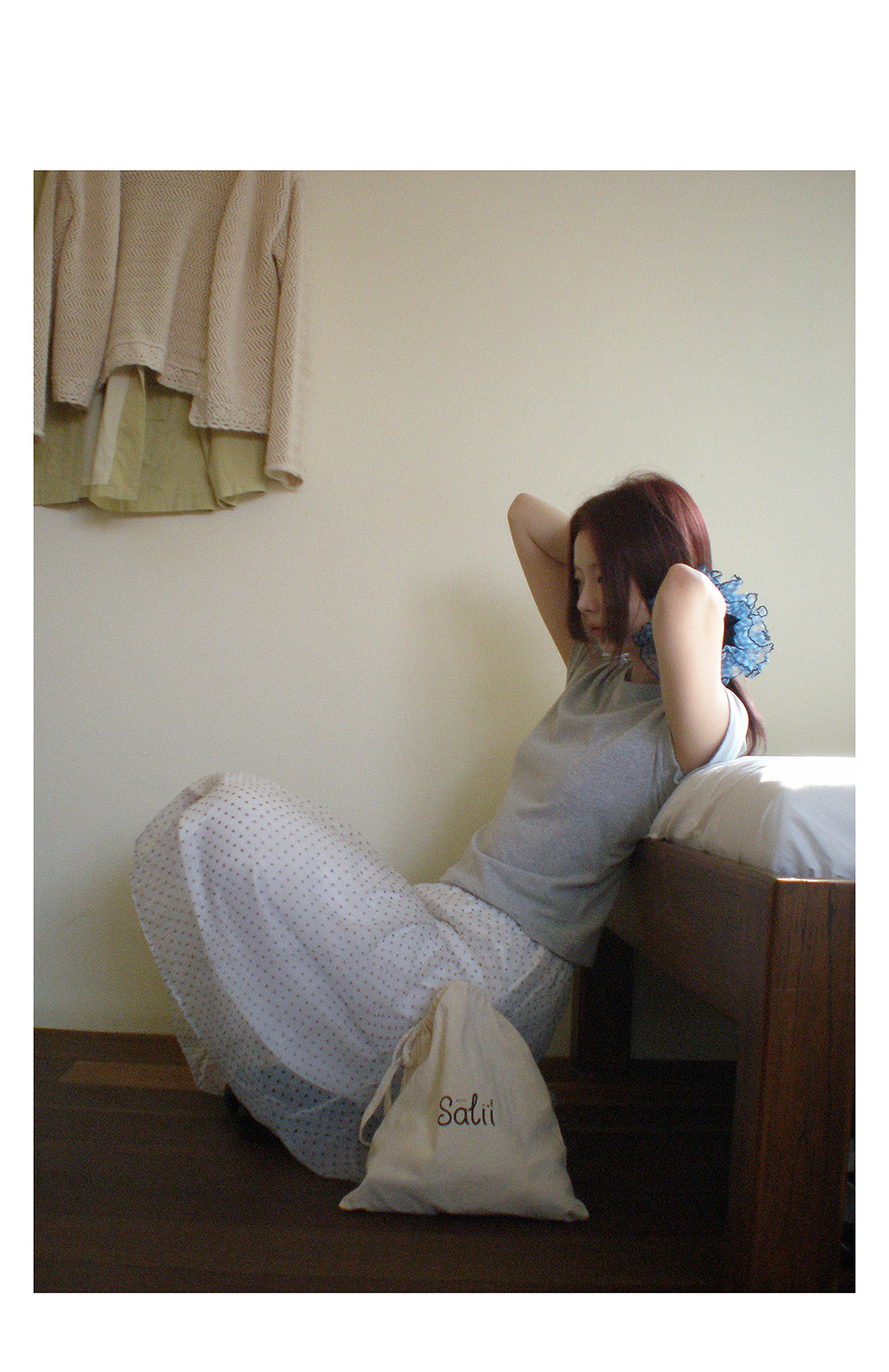 HelloooEat Воздушная освежающая белая юбка в горошек корейского стиля с эластичной талией