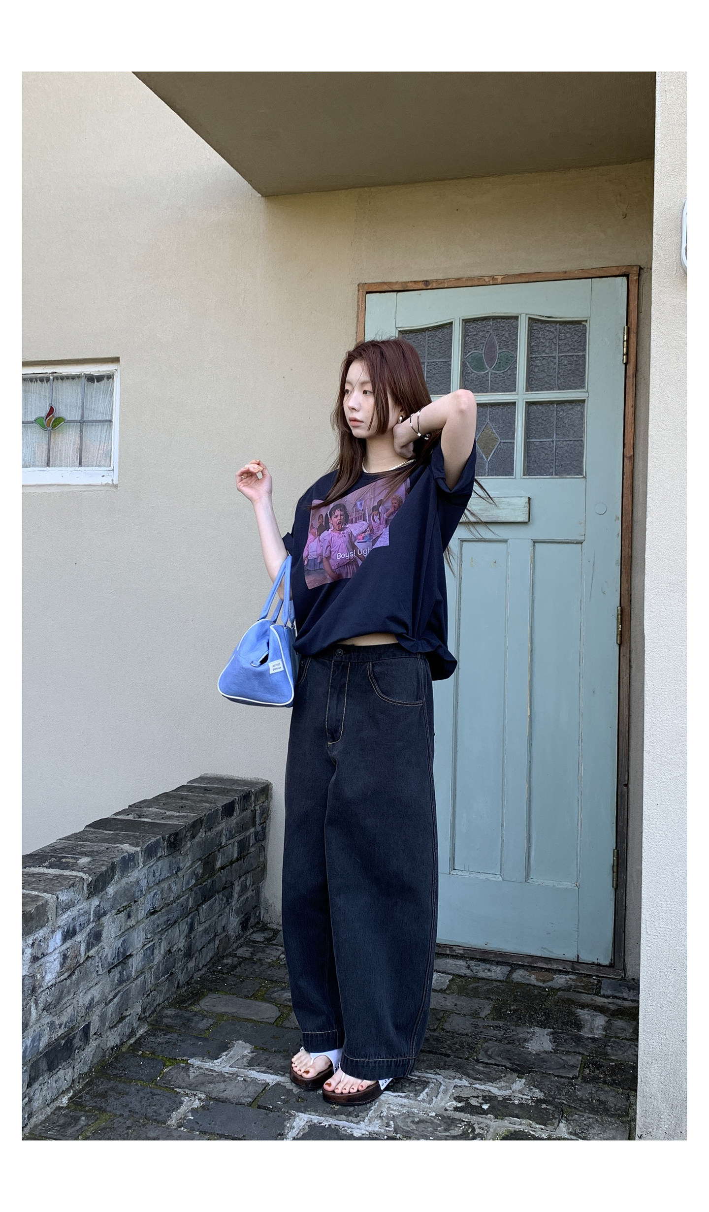 HelloooEat Винтажные джинсы с контрастной строчкой, свободные широкие женские брюки весна-лето