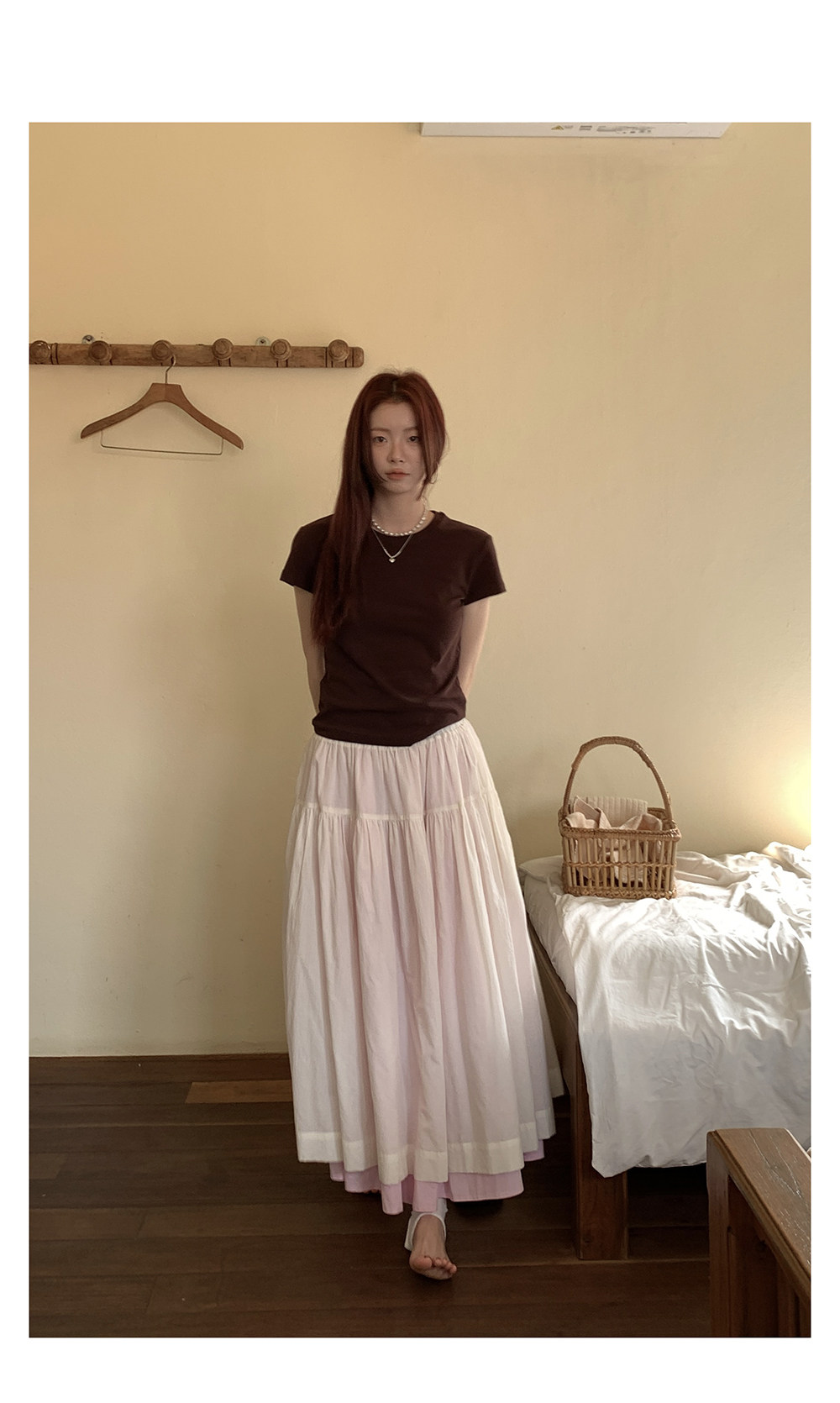 HelloooEat 100% длинноволокнистый хлопок мягкая двусторонняя юбка корейский стиль универсальная юбка средней длины