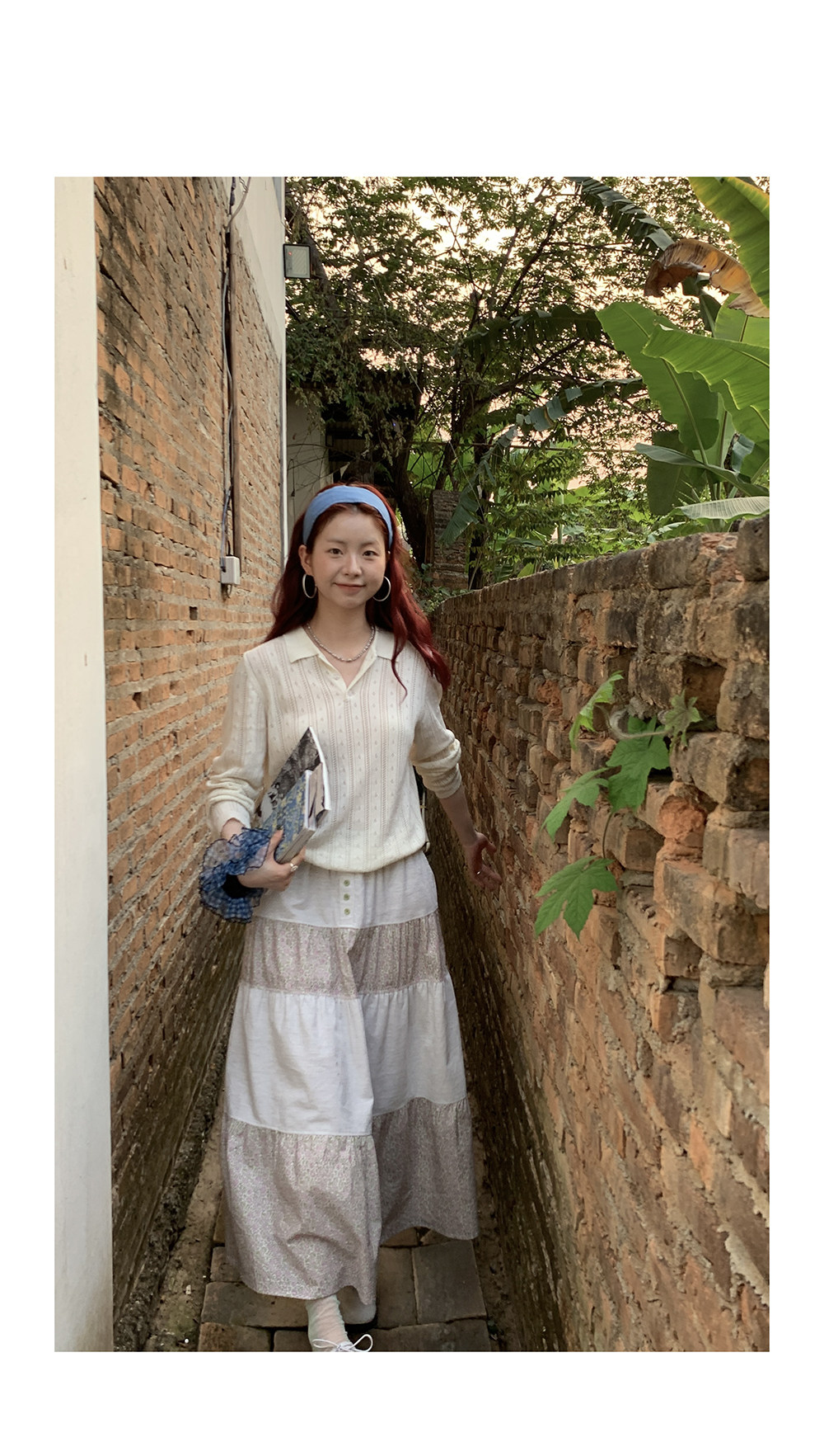 HelloooEat дизайнерская юбка-трапеция с цветочным принтом и вельветовыми вставками весна-лето корейский стиль