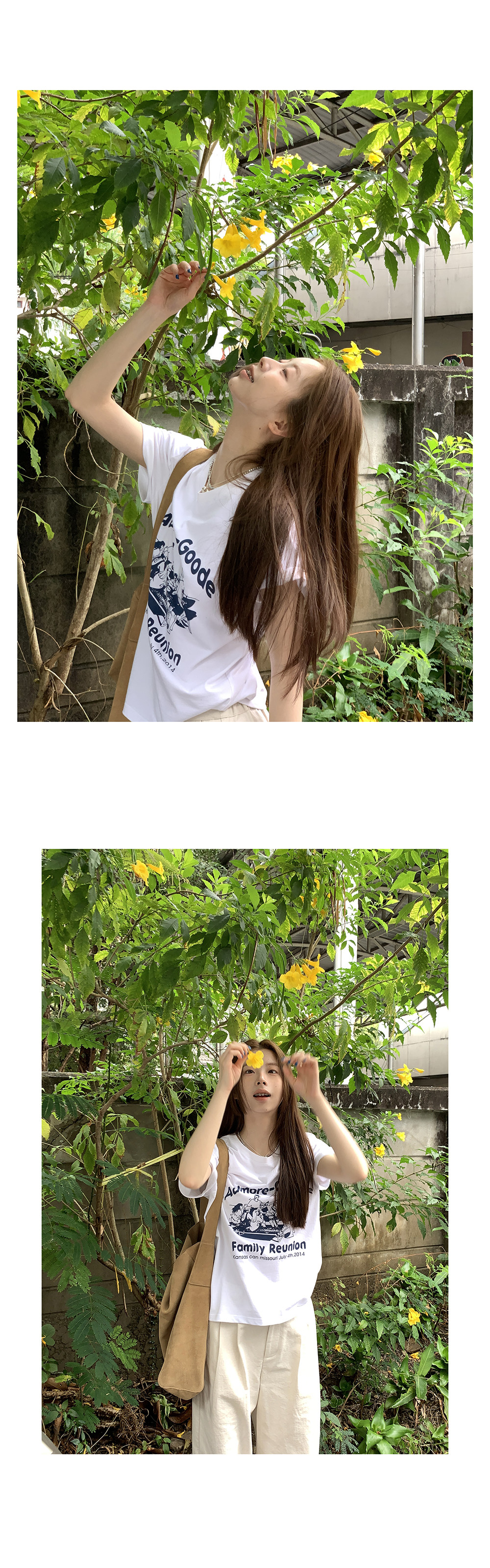 HelloooEat женская футболка с круглым вырезом и буквенным принтом в корейском стиле на весну 2025