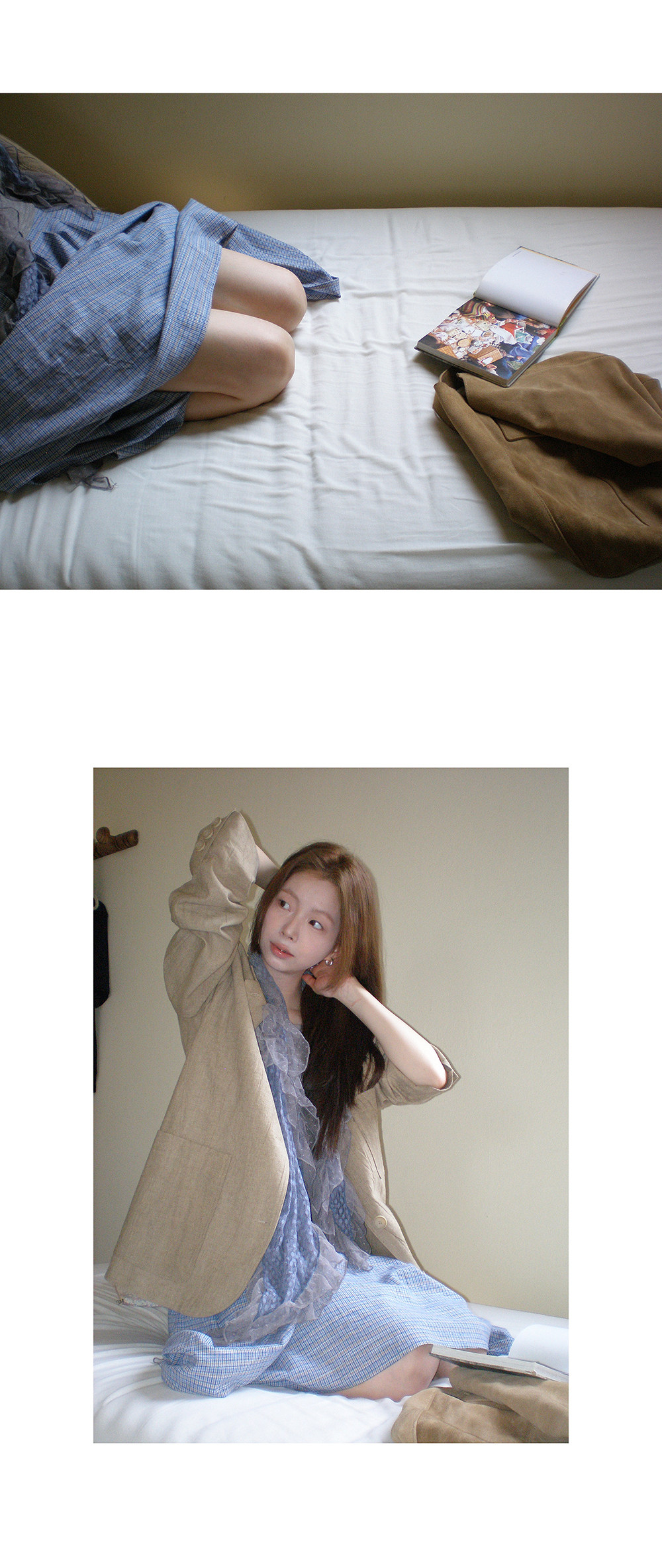 Hellooo Eat свежая сине-фиолетовая клетчатая юбка 2025 ретро плиссированная клетчатая стройнящая длинная юбка