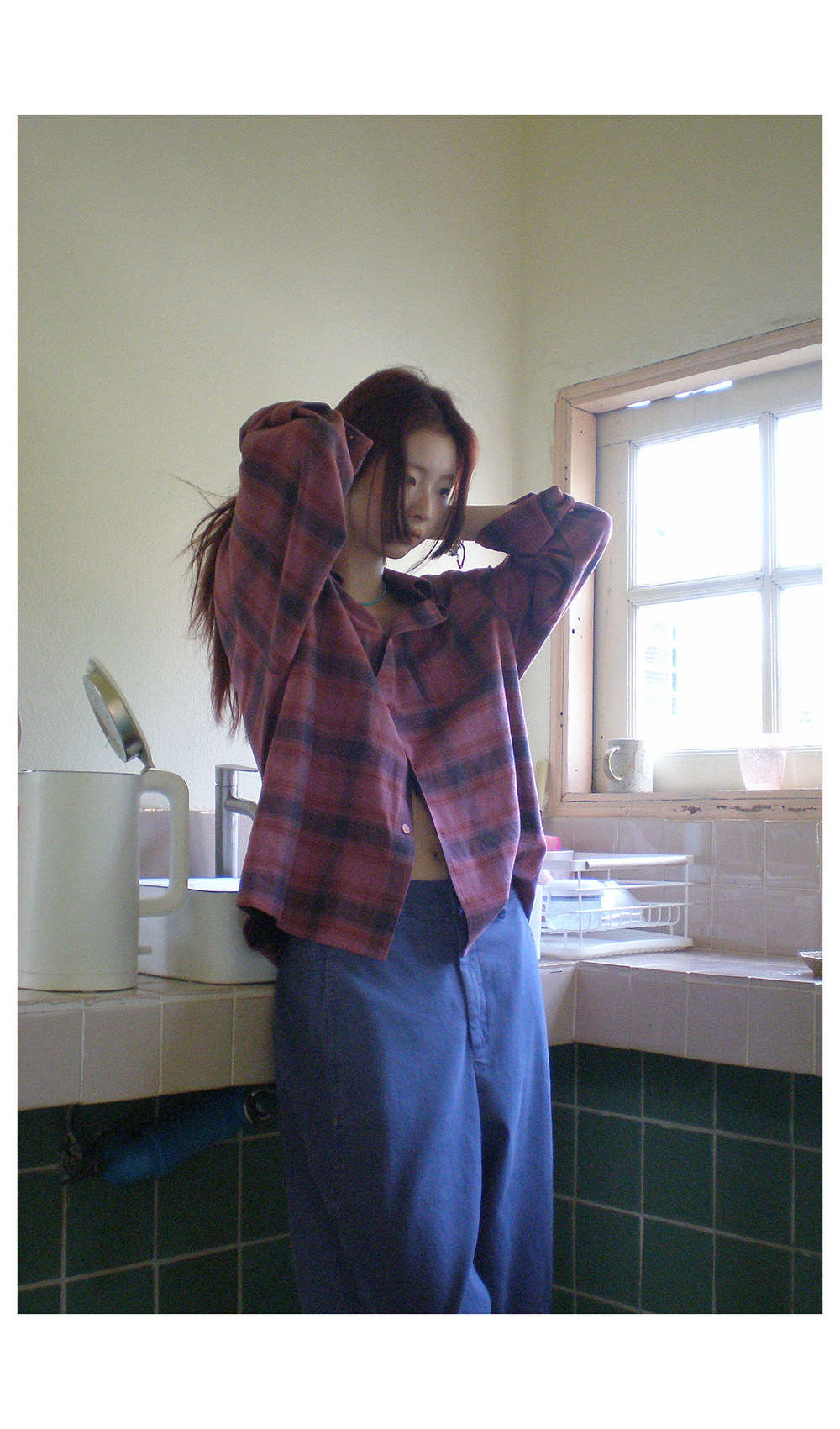 HelloooEat корейская хлопковая розовая клетчатая рубашка ретро американский свободный отложной воротник длинный рукав солнцезащитная куртка