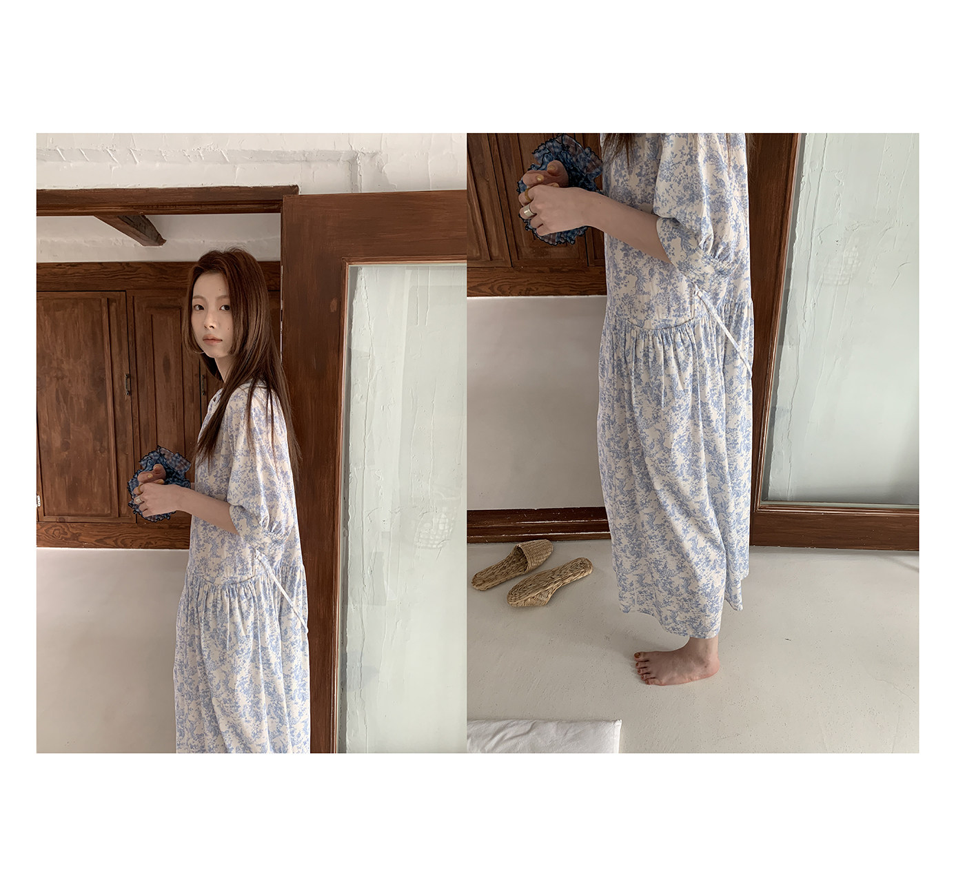 HelloooEat японское однотонное платье с открытыми плечами, нежное свободное платье с пышными рукавами и цветочным принтом средней длины