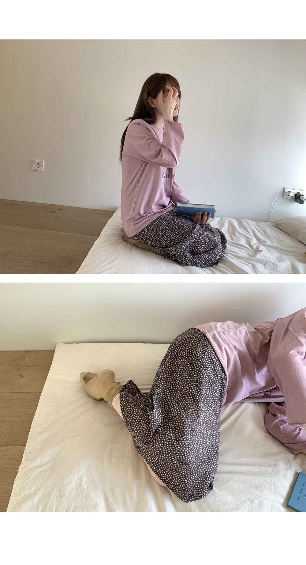 Hellooo Eat весенне-летняя корейская винтажная кофейная юбка с цветочным принтом 2025 универсальная прямая юбка средней длины