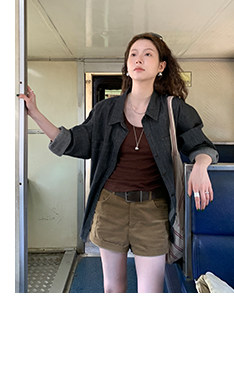 HelloooEat вельветовые шорты с карманами цвета хаки прямого кроя повседневные брюки