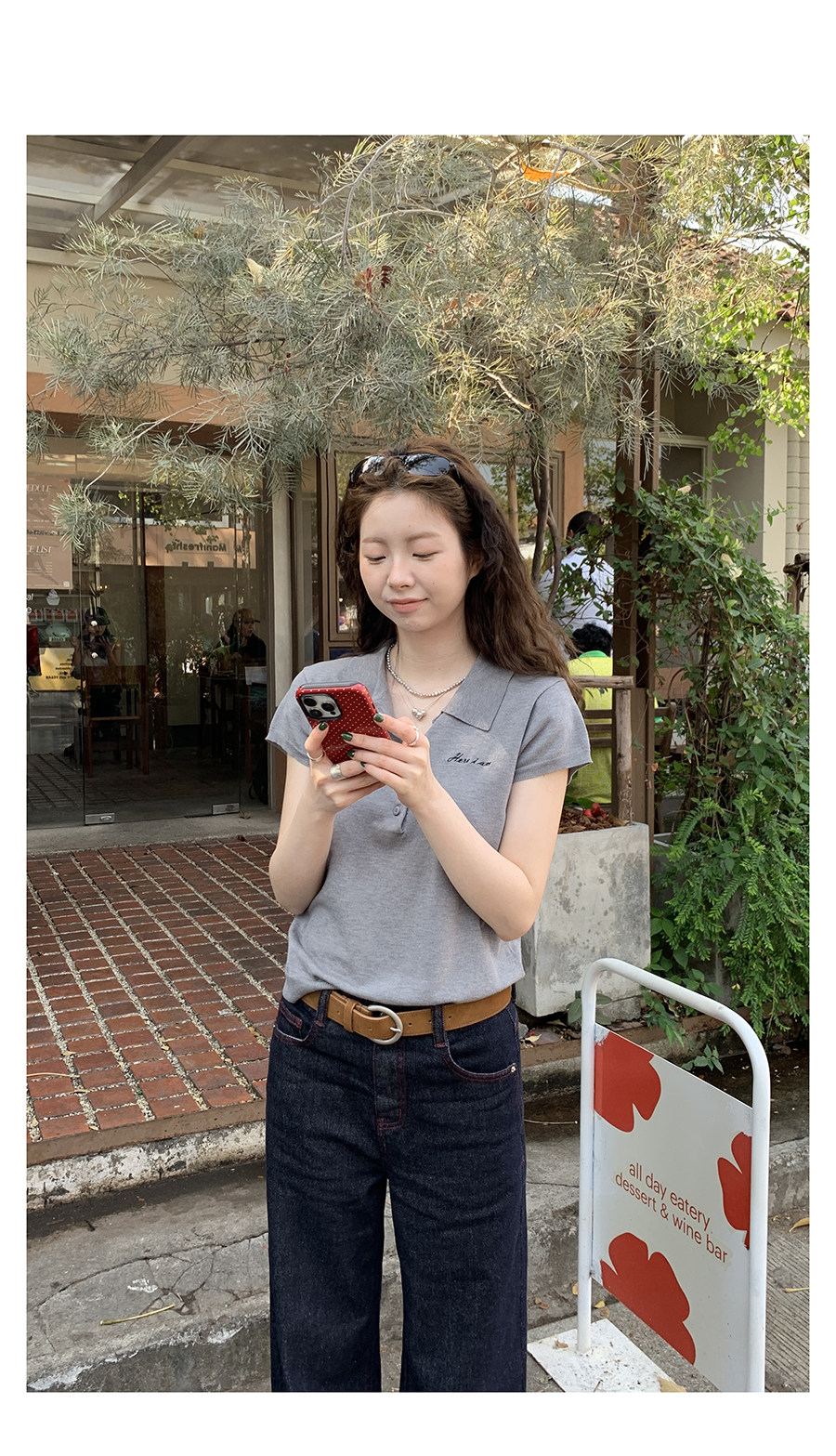 HelloooEat американская ретро вышитая вязаная рубашка с воротником поло повседневная универсальная приталенная с короткими рукавами