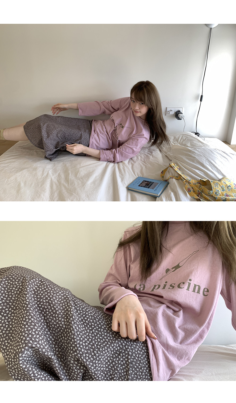 Hellooo Eat весенне-летняя корейская винтажная кофейная юбка с цветочным принтом 2025 универсальная прямая юбка средней длины