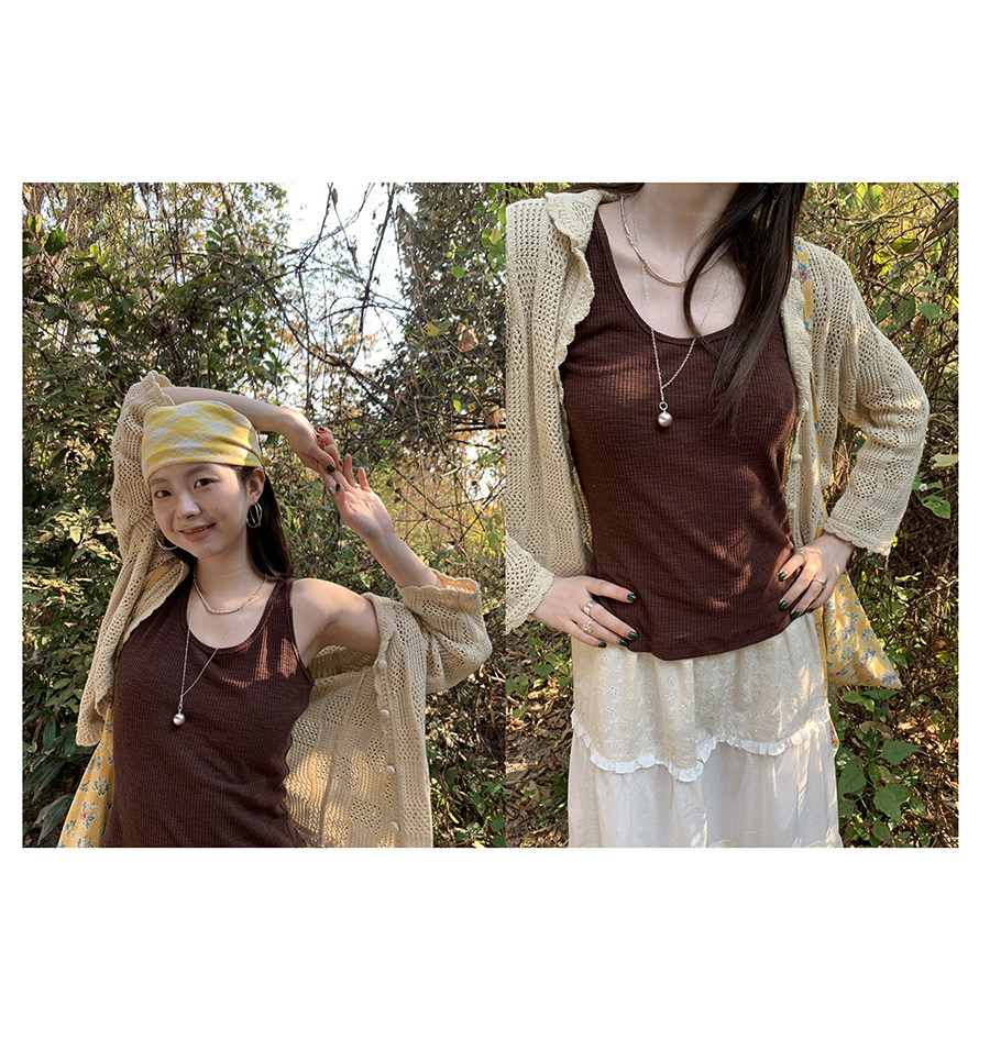 HelloooEat базовая майка с круглым вырезом приталенная в рубчик без рукавов