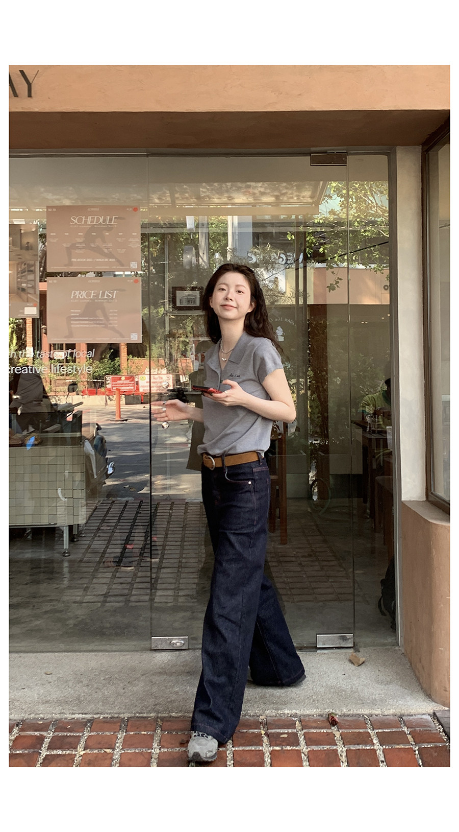 HelloooEat винтажные джинсы с контрастной строчкой натурального цвета ранняя весна женские универсальные стройнящие эластичные прямые повседневные брюки