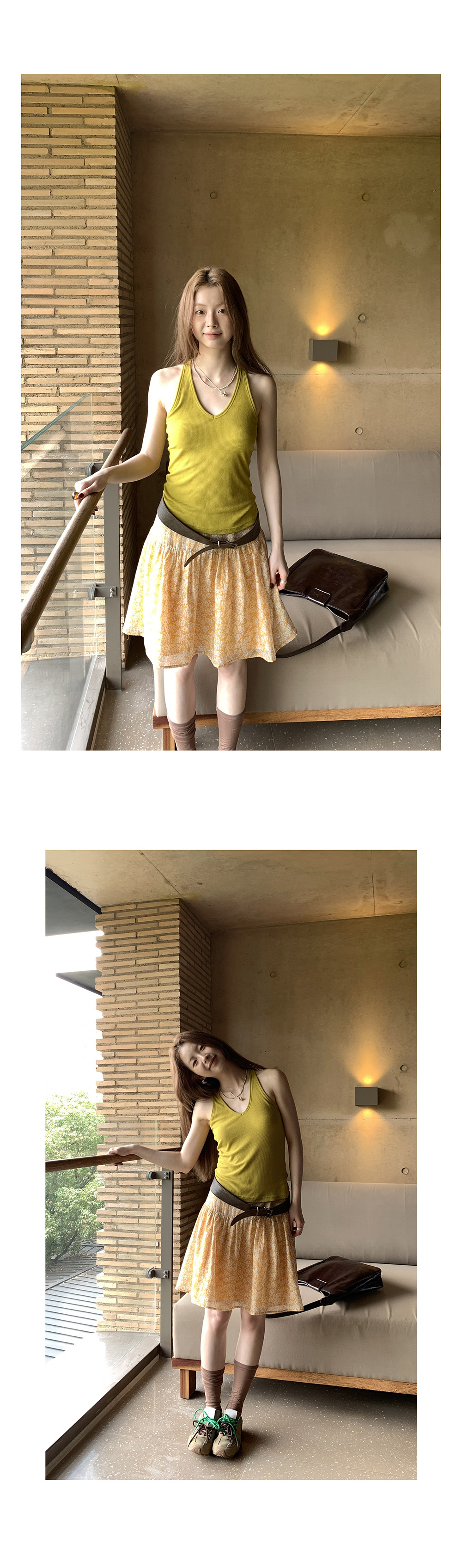 Hellooo Eat дышащая короткая юбка из тенсела с желтым цветочным принтом летняя полусолнце