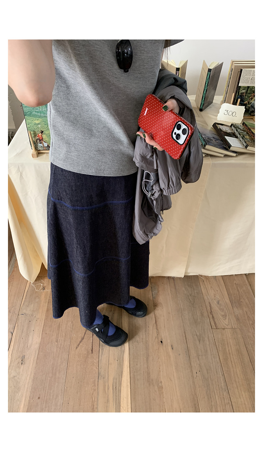 HelloooEat льняная юбка А-силуэта с контрастной отделкой джинсового цвета в винтажном стиле