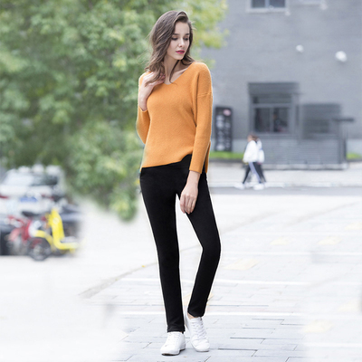 taobao agent 婷美 Demi-season velvet pants, winter fitted keep warm leggings, duck down, can be worn over clothes