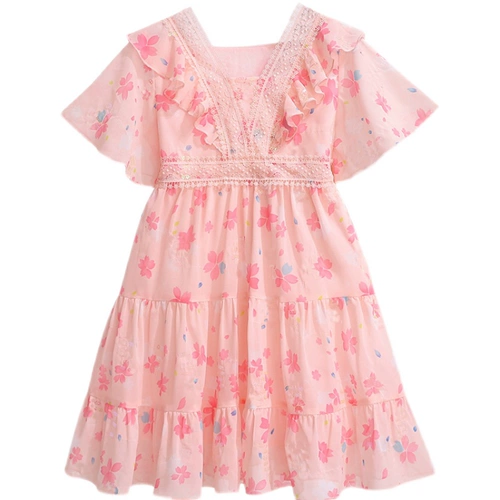 Платье, юбка, летняя шифоновая летняя одежда, в западном стиле, в корейском стиле, в цветочек