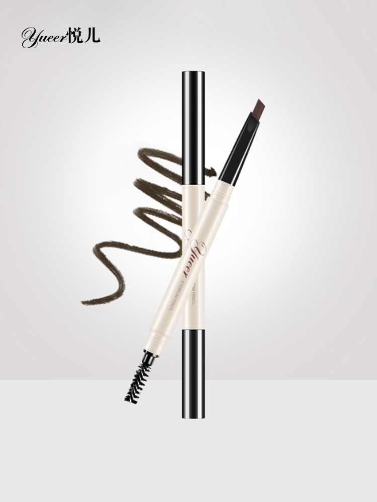 yueer double head eyebrow pen is waterproof and sweat proof, not easy to decolorize, durable and easy to color, beginner's one word eyebrow with eyebrow brush authentic