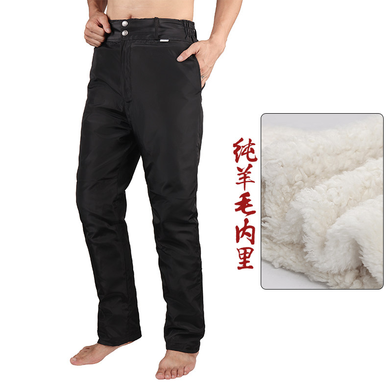 Sheep pants Non-dog pants Puff cut fur fur leather pants in old and old high waist wool warm cotton