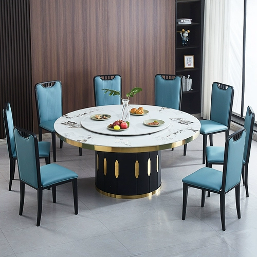 Новый китайский отель Большой круглый стол 15 -Pperens Hotel Hot Pot Club Business Light Luxury High -End Rock Plate Electric Table