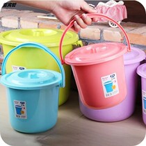 Home Carry-on Plastic Small Bucket Round Laundry Bucket Covered children Water small Number of colored small buckets with cover light