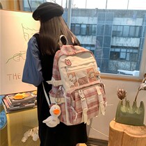 School bag female middle school students 2021 new junior high school students cute plaid backpack Joker college students backpack