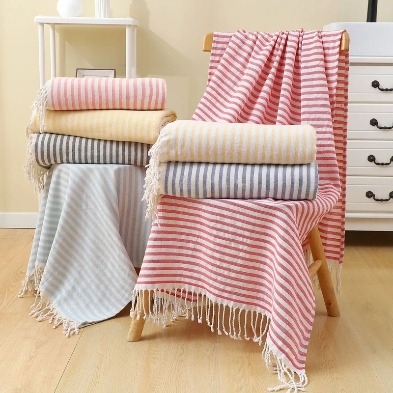 Single-Color Thin Tassel Beach Towel, Extra Large and Thick, Absorbent Large Bath Towel, Outdoor Turkish Beach Towel