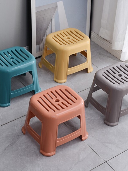 Household Low Stool, Plastic Small Stool, Adult Small Stool, Footstool, Thickened Plastic Stool, Bathroom Stool, Non-Slip Hollow Seat Stool